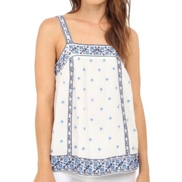 EUC Joie Magali Embroidered Cotton Gauze Lined Tank Top Boho Coastal Sz M - Picture 1 of 8
